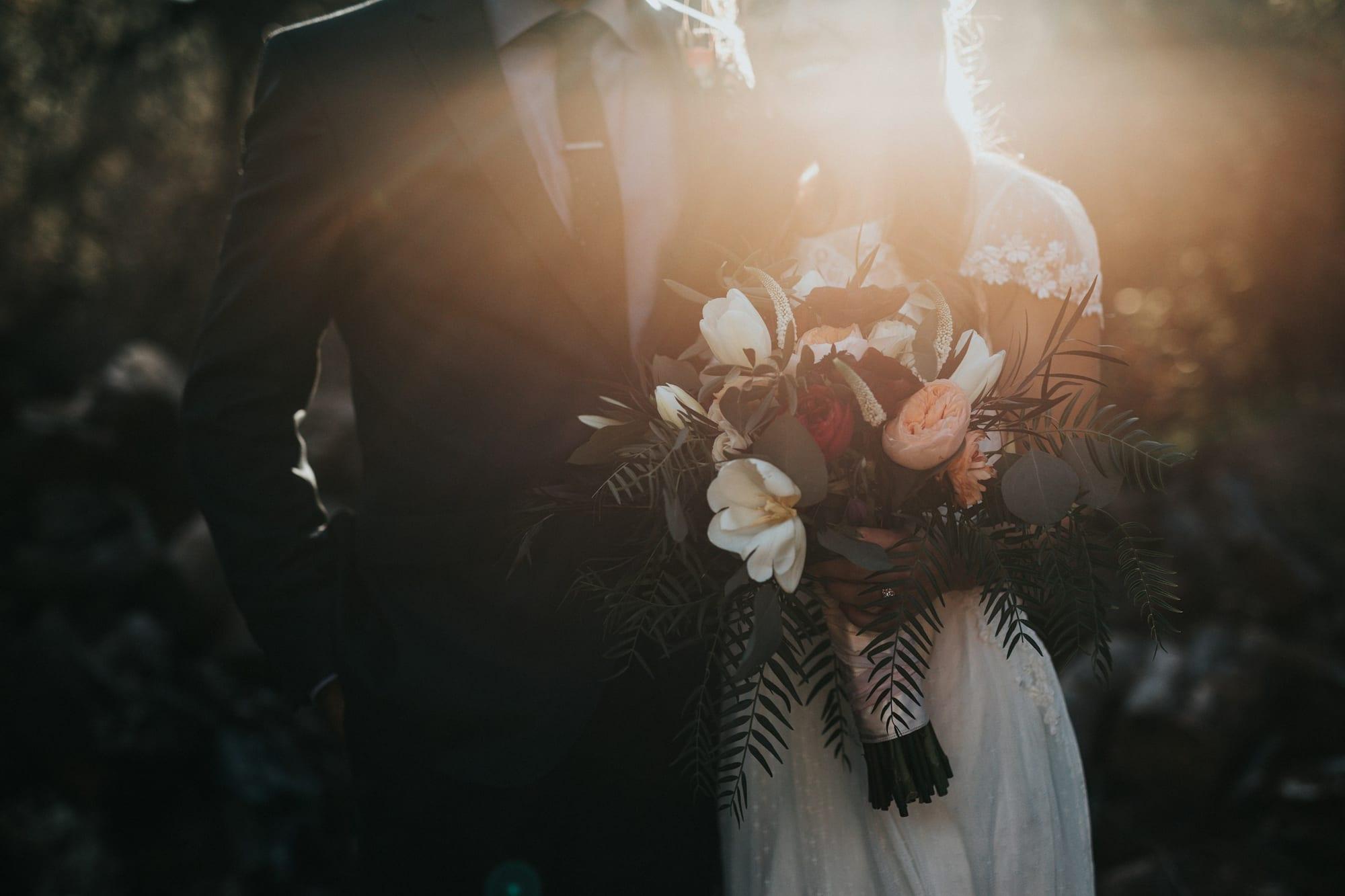 Outdoor wedding ceremony in a redwood grove